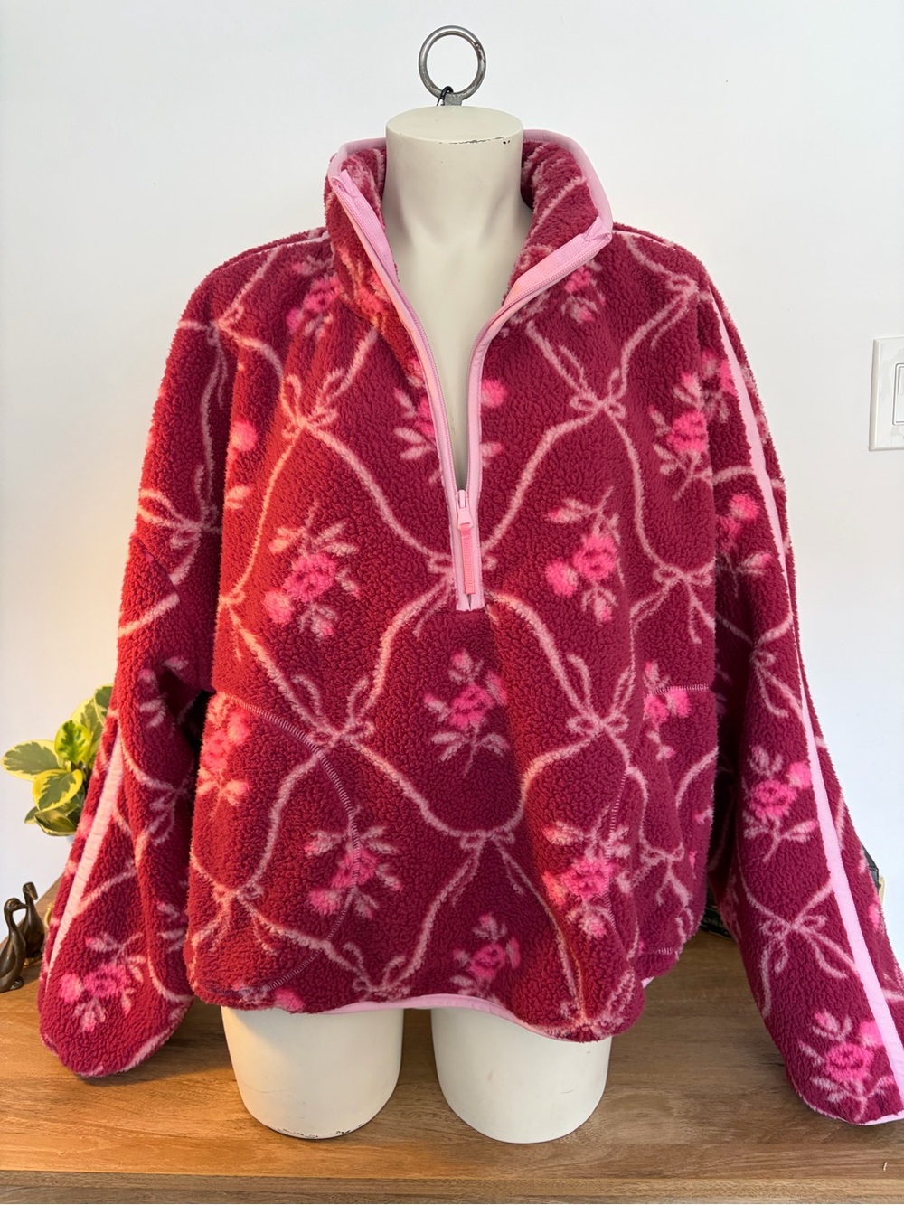 Old Navy Floral Sherpa Half Zip Pullover 2X